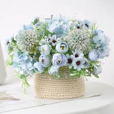 Light pink fake flowers, 8 pack light pink artificial hydrangea fake flowers for floral wedding decoration walmart com walmart com. Artificial Flower Silk Cloth Fake Flower Bouquet Floral Decor Lake Blue Walmart Com Walmart Com