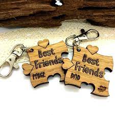 Endless puzzle pieces (mosaic) great for creating a mosaic type personalized jigsaw puzzle. Set Of 2 X Personalised Oak Wooden Best Friends Jigsaw Puzzle Keyrings Gift Little Gifts With Love