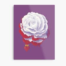 Perfect gift idea for christmas, party, wedding, engagement, anniversaries, graduations, birthdays, mother's day, valentine's day and so on. The Red Queen And The White Rose Metal Print By Rebyart Redbubble
