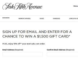 Aug 23, 2021 · apply for a saksfirst card to start collecting points to use as saks fifth avenue discounts on future purchases. Win A 1 500 Saks Fifth Avenue Gift Card