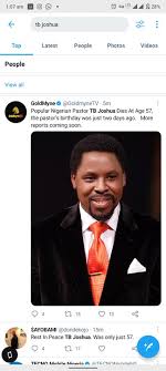 Tb joshua was on sunday morning reported dead at the age 57. Lq Qdul6mvsudm