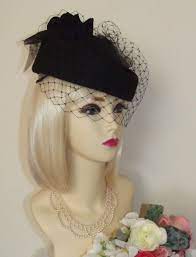 New Vintage 1940 39 S 1950 39 S Style Black Pillbox Veil Hat Races Wedding Funeral Face Net Netted Pill Box Hat Veiled Hats Vintage Style Hat Funeral Outfit