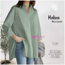 Jual Helwa Blouse Jumbo Katun Poplin Tebal Adem Basic Elegant Busui