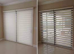 Adjust the blinds slightly, aligning the 2″ sheer fabric section to allow incoming daylight. Zebra Shades Prestige Blinds