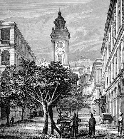 Hong Kong street scene, 1880s - Stock Image - C017/6856 - Science Photo Library