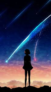 Welcome to free wallpaper and background picture community. Your Name Meteor Girl Silhouette 1080x1920 Iphone 8 7 6 6s Plus Wallpaper Background Picture Image