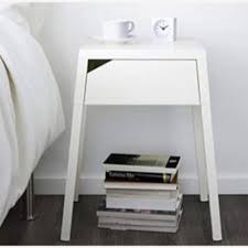 An ikea tarva nightstand hacked with grey paint and with a light stained drawer for a bold look. Ikea Selji White Metal Nightstand Aptdeco