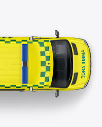 Download Van Ambulance Mockup Top View In Vehicle Mockups On Yellow Images Object Mockups PSD Mockup Templates