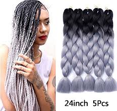 Black And Gray Ombre Braiding Hair Besteffie Kanekalon Hair Extensions 24inch 5pcs Lot Synthetic Fiber For Twist Jumbo Braiding Hair Jumbo Braiding Hair Hair Braid Designs Hair Braiding Near Me