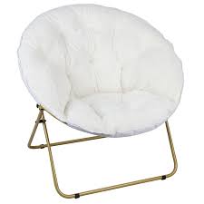 Mainstays Oversized Plush Saucer Chair White Walmart Com Saucer Chairs Cozy Chair Bedroom Fluffy Chair