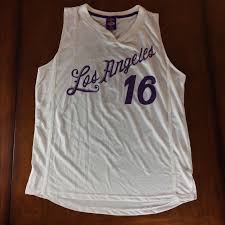 They include the association jersey in white, the icon jersey in gold, the statement jersey in purple and this year a new city edition jersey in which is also in gold. La Lakers Shirts La Lakers White Purple Jersey Tank Number 6 Poshmark