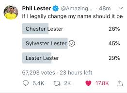 I have no idea... Sylvester is an amazing name but Lester Lester is  hilarious
