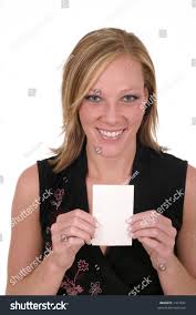 Attractive Smiling Business Woman Holding Blank Stock Photo 1413541