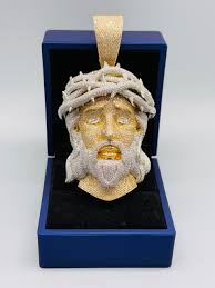 Buy gold jesus pendant necklace Flash Sales 10KT Solid Gold 6.30CT Diamond  Jesus Pendant VJ