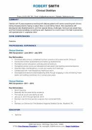 Clinical Dietitian Resume Samples Qwikresume