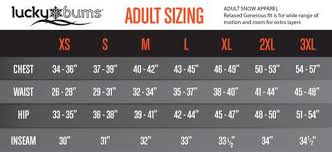 Size Charts Lucky Bums