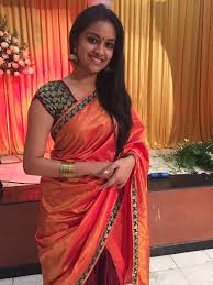She donned a cream color kanjeevaram silk saree paired with gold high neck blouse. Actress Keerthi Suresh Sleeveless In Red Saree Tollywood Boost