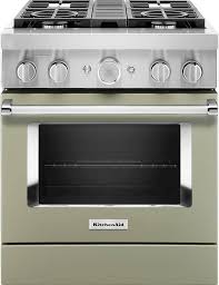 Remove all racks and accessories from the oven cavity and wipe excess soil. Kitchenaid 4 1 Cu Ft Freestanding Dual Fuel True Convection Range With Self Cleaning Avocado Cream Kfdc500jav Best Buy