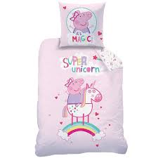 Peppa Wutz Madchen Bettwasche Kinderbettwasche Einhorn Regenbogen Peppa Pig Super Unicorn Wendebettw Kinder Tapete Kinderbettwasche Kissenbezug 80x80