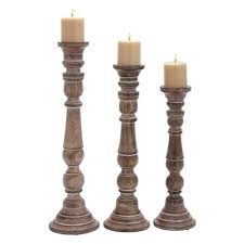 Shop unique candle and candlestick holders that make the perfect gift. Set Of 3 Whitewashed Wooden Candle Holders Brown Olivia May Target