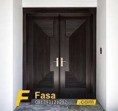 Ukuran kusen atau gawang pintu 8 cm x 15 cm; Model Pintu Utama Motif Piramid 3d Kayu Jati Fasa Furniture Jepara Fasa Furniture Jepara