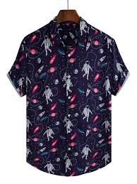 Botoes Na Frente Desenho Animado Estampa Em Toda A Parte Formal Camisa Masculina Shein Brasil