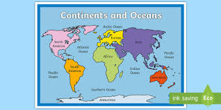 This map shows where arctic ocean is located on the world map. Continents And Oceans Map Teacher Made