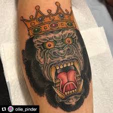 Gorilla tattoo designs gorillas can look reasonable or they are often caricatured. Badass Gorilla On My Calf Yesterday Artist Ollie Pinder Brighton Uk Tattoo
