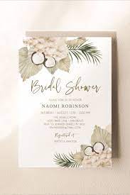Tropical Boho Bridal Shower Invitation Beach Themed Invite Etsy In 2021 Tropical Bridal Shower Invitations Boho Bridal Shower Invitations Boho Bridal Shower