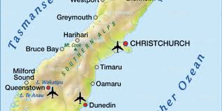 Christchurch ist eine stadt in neuseeland. Karte Von Neuseeland Sudinsel Insel In Neuseeland Welt Atlas De