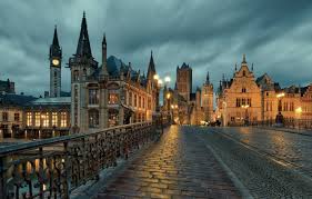 All above background wallpapers here are believed to be in the public domain. Wallpaper Bridge The City River Home The Evening Lights Cathedral Tower Belgium Ghent Images For Desktop Section Gorod Download