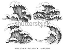 Sea Waves Sketch Ocean Wave Set Hand Drawn Doodle Illustration Vector Black And White Icons In 2020 Waves Sketch Ink Illustrations Sea Drawing