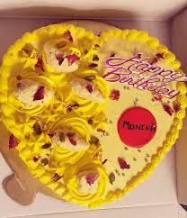 All cakes are handcrafted by our chefs hence the final product may have variations in colour and design from the website images. Choco Surppy Heart Shape Rasmalai Flavour Cake For Facebook