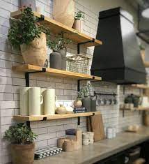 Fixer Upper Style Shelf Floating Rustic Shelf L Brackets Etsy In 2021 Kitchen Shelf Decor Kitchen Remodel Kitchen Shelves Styling