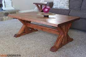 Glass, wood, and metal are common options. Trestle Coffee Table Free Diy Plans Rogue Engineer Coffee Table Farmhouse Diy Farmhouse Coffee Table Coffee Table Plans