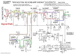 Princeton Reverb Annotated Schematic With Signal Path Princeton Reverb Princeton Diy Guitar Amp