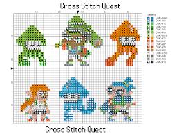 Designed for 14 count white aida, but will work fine for any count or colour pattern info: Free Splatoon Cross Stitch Pattern Inklings Cross Stitch Quest