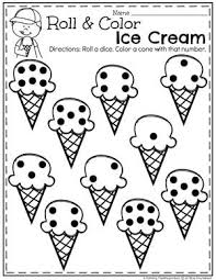 Roll And Color Ice Cream Worksheets For Preschool Countingworksheets Preschoolmath Mathworksheets Presch Ice Cream Theme Ice Cream Crafts Summer Worksheets
