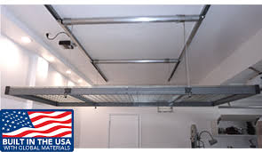 The advantages of ceiling mounted garage storage, title: Garage Storge Lift Motorized Garage Storage System Declutters Auxx Lift Store