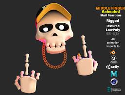 32 animated cursors and cursor clips, little short stories of a few seconds. Animated Skull Middle Finger Emoji 3d Asset Cgtrader