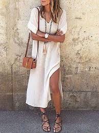 Noracora Summer Dresses Long Sleeve Sundress Daily Shirt