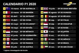 Agéndalo y no te pierdas una carrera. Formula 1 Temporada 2020 Calendario Promotions