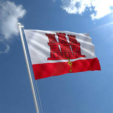 These are white, red, and black. Gibraltar Small Flag The Flag Shop