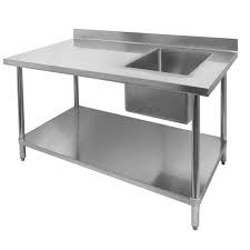 All Stainless Table With Bowl On Right 24x30 W Free Faucet