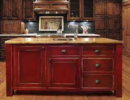 Island Red Distressed Look Distressed Kitchen Cabinets Red Kitchen Cabinets Distressed Kitchen