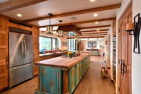 I would like to paint them but looking through many web pages of painting cabinets i find very litle advice when it comes to knotty pine other than refinishing. Brilliant Seattle Knotty Pine Kitchen Cabinets Southwestern Kitchen Butcher Block Top Style Hand Painted Rustic Teal Leaded Glass Door