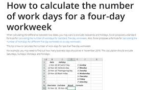 Calculating The Number Of Work Days Between Two Dates Microsoft Excel 2016