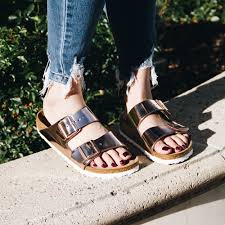 Birkenstock Soft Footbed Vs Regular Reddit Birkenstock Arizona Soft Footbed Women S Leather Sandal In Metallic Copper Leather Sandals Women Metallic Birkenstocks Birkenstock