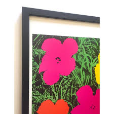 Flowers, 1964 (1 red, 1 yellow, 2 pink). Andy Warhol Estate Vintage 1989 Framed Pop Art Lithograph Print Flower 1964 Chairish