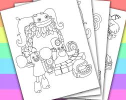 Digital Instant Download Printable Coloring Page This Listing Give You A Series Of 4 Printable Co My Singing Monsters Singing Monsters Monster Coloring Pages